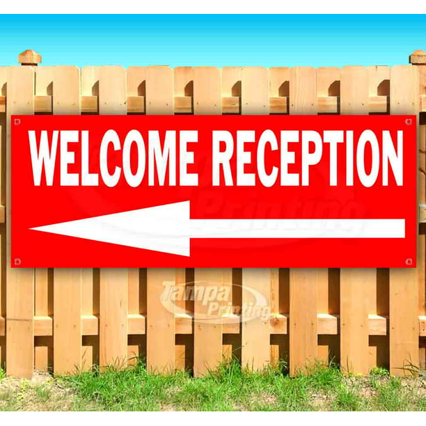 Welcome Reception 13 oz Heavy Duty Vinyl Banner Sign with Metal Grommets New Advertising Many Sizes Available Store Flag, 
